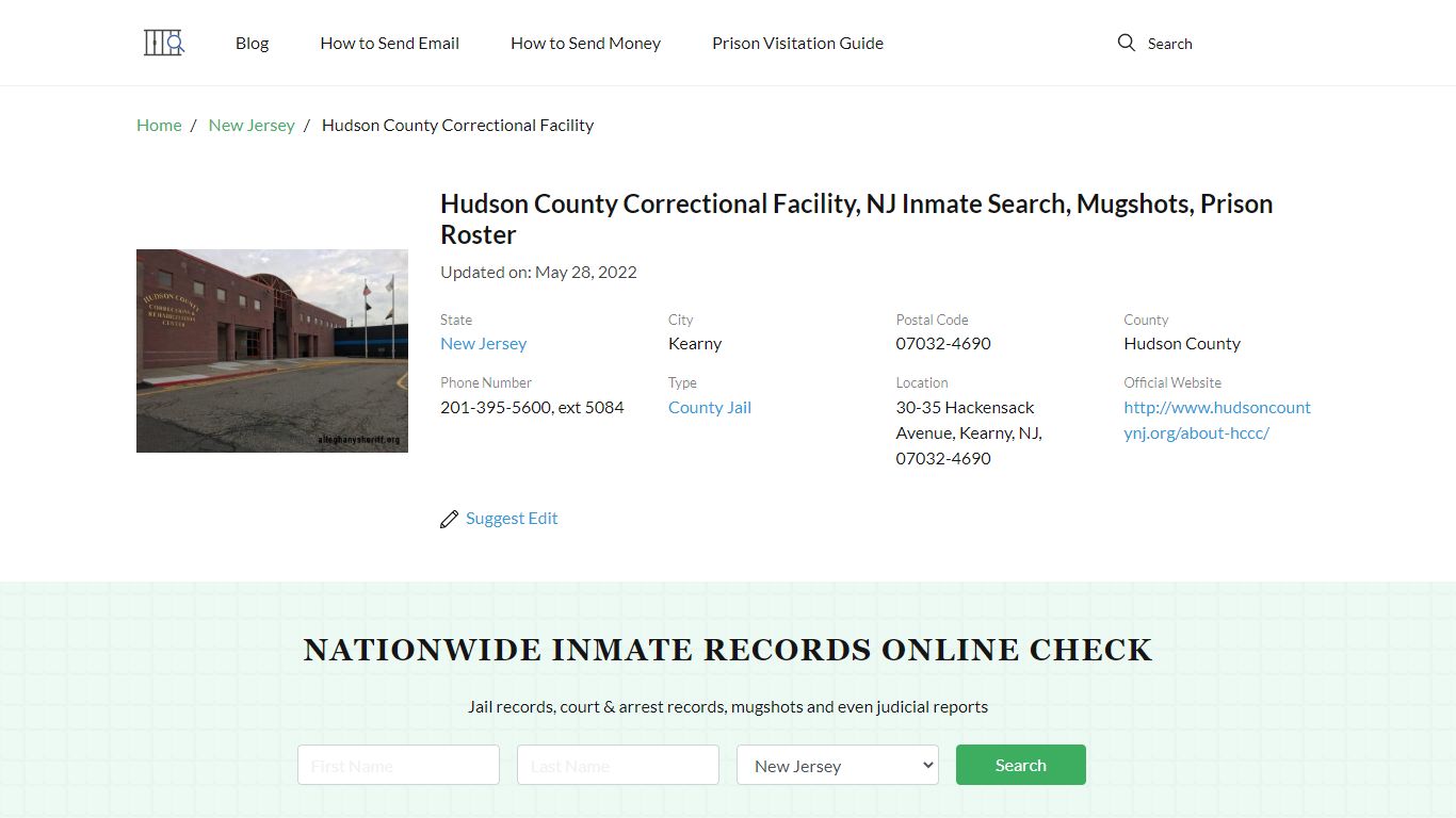Hudson County Correctional Facility, NJ Inmate Search ...
