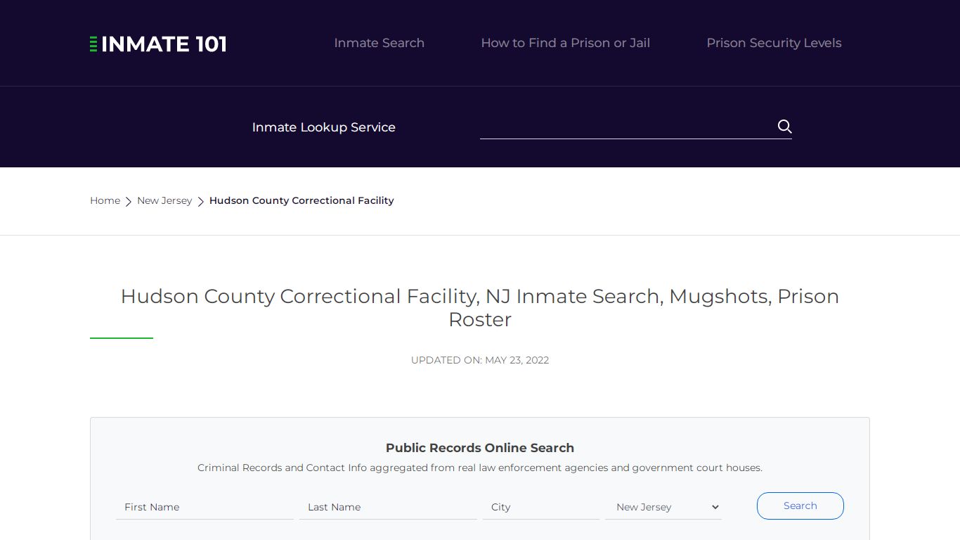 Hudson County Correctional Facility, NJ Inmate Search ...
