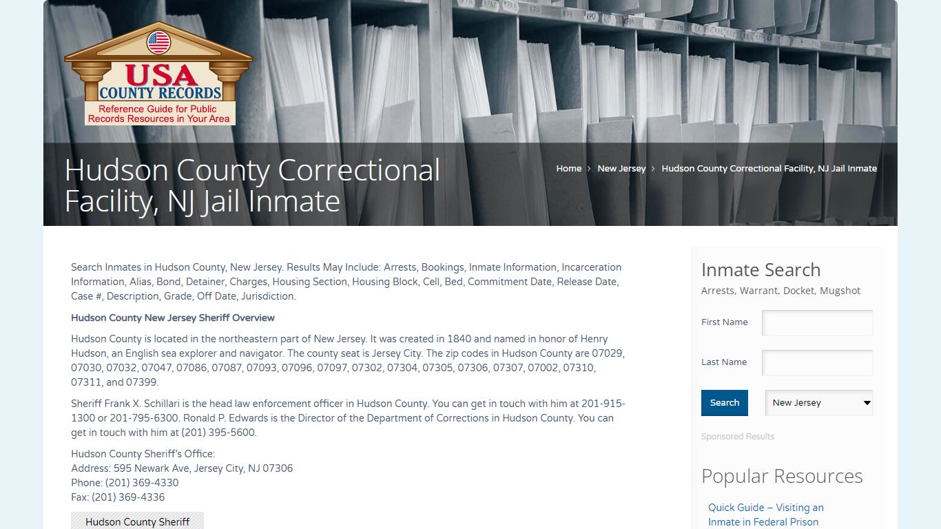 Hudson County Correctional Facility, NJ Jail Inmate | Name ...